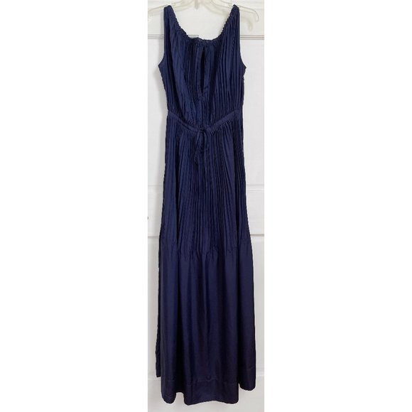 Rachel Comey Dress Long Maxi Silk Navy Blue Mini Pleats Formal Gown 4 - Picture 1 of 13
